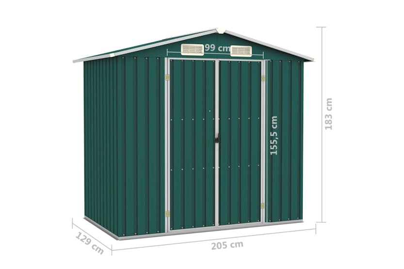 vidaXL 46297 Garden Shed Green 205x129x183cm Galvanised Steel vidaXL 46297 Garden Shed Green 205x129x183cm Galvanised Steel