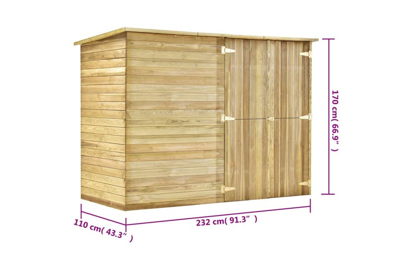 vidaXL 3059875 Garden Bike Shed 232x110x170cm Impregnated Pinewood vidaXL 3059875 Garden Bike Shed 232x110x170cm Impregnated Pinewood