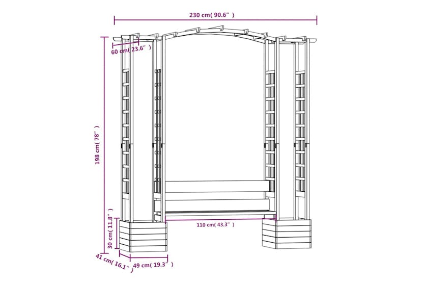 vidaXL 318566 Garden Pergola With Bench&planters Impregnated Solid Wood Pine vidaXL 318566 Garden Pergola With Bench&planters Impregnated Solid Wood Pine