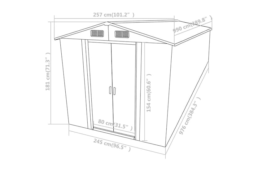 vidaXL 47038 Garden Shed Anthracite 257x990x181cm Galvanised Steel vidaXL 47038 Garden Shed Anthracite 257x990x181cm Galvanised Steel