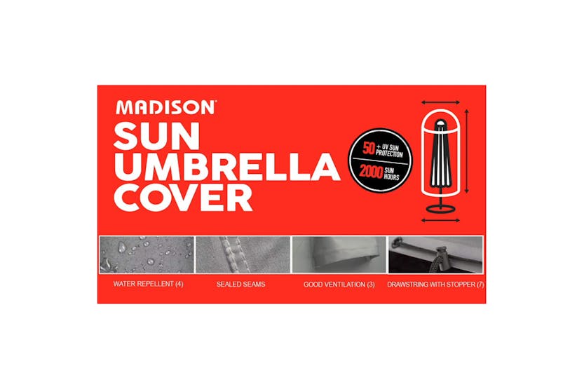 Madison 434687 Cover For Standing Parasol 250x60 Cm Grey Madison 434687 Cover For Standing Parasol 250x60 Cm Grey