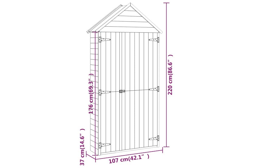 vidaXL 318192 Garden Tool Shed 107x37x220cm Impregnated Solid Wood Pine vidaXL 318192 Garden Tool Shed 107x37x220cm Impregnated Solid Wood Pine