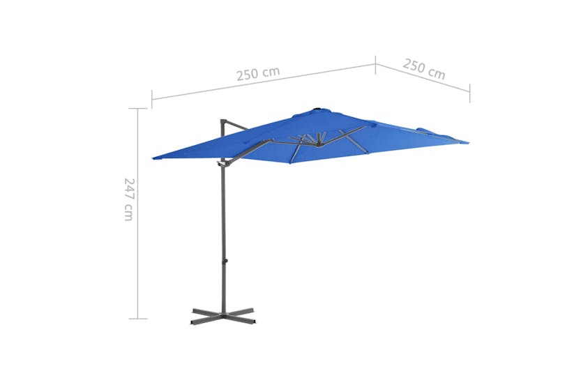 vidaXL 46991 Cantilever Umbrella With Steel Pole Azure Blue 250x250cm vidaXL 46991 Cantilever Umbrella With Steel Pole Azure Blue 250x250cm