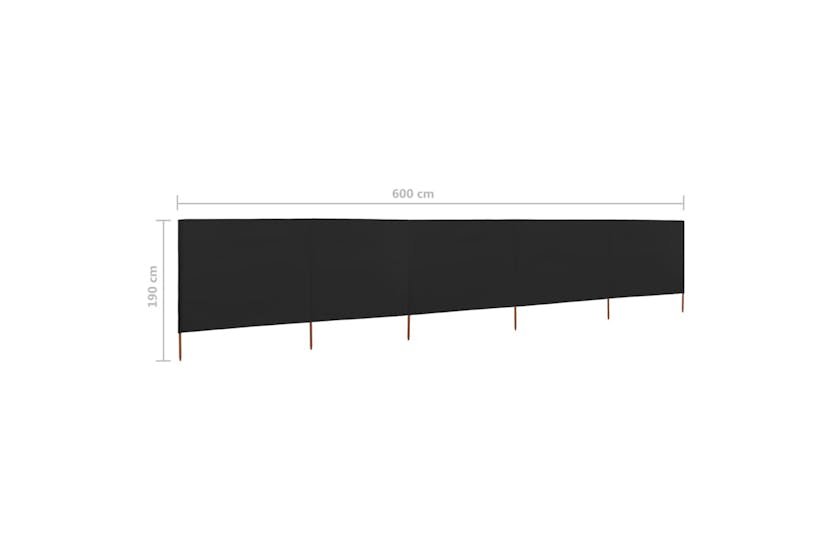 vidaXL 47170 5-panel Wind Screen Fabric 600x160cm Black vidaXL 47170 5-panel Wind Screen Fabric 600x160cm Black