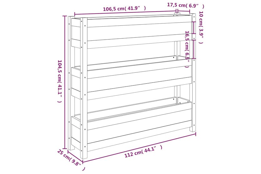 vidaXL 823920 Planter 112x25x104.5cm Solid Wood Pine vidaXL 823920 Planter 112x25x104.5cm Solid Wood Pine
