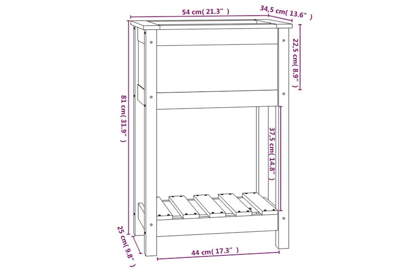 vidaXL 823753 Planter With Shelf White 54x34.5x81cm Solid Wood Pine vidaXL 823753 Planter With Shelf White 54x34.5x81cm Solid Wood Pine