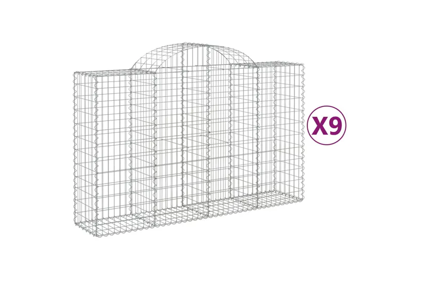 vidaXL 3146348 Arched Gabion Baskets 9 Pcs 200x50x120/140cm Galvanised Iron vidaXL 3146348 Arched Gabion Baskets 9 Pcs 200x50x120/140cm Galvanised Iron
