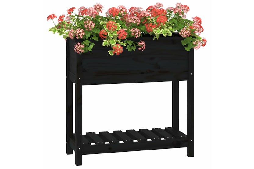 vidaXL 823763 Planter With Shelf Black 82.5x34.5x81cm Solid Wood Pine vidaXL 823763 Planter With Shelf Black 82.5x34.5x81cm Solid Wood Pine