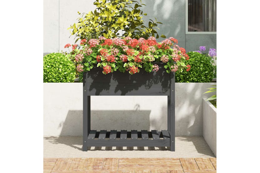 vidaXL 823782 Planter With Shelf Grey 82.5x54x81cm Solid Wood Pine vidaXL 823782 Planter With Shelf Grey 82.5x54x81cm Solid Wood Pine