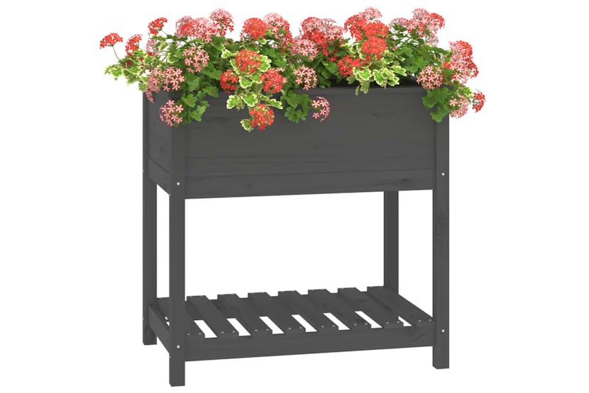 vidaXL 823782 Planter With Shelf Grey 82.5x54x81cm Solid Wood Pine vidaXL 823782 Planter With Shelf Grey 82.5x54x81cm Solid Wood Pine