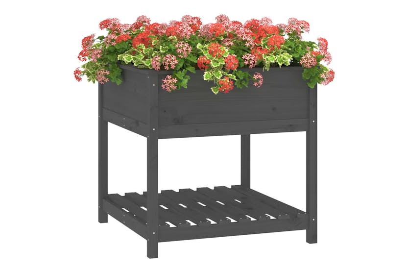 vidaXL 823796 Planter With Shelf Grey 82.5x82.5x81cm Solid Wood Pine vidaXL 823796 Planter With Shelf Grey 82.5x82.5x81cm Solid Wood Pine