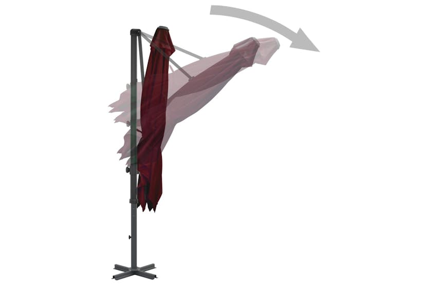 vidaXL 312304 Cantilever Umbrella With Aluminium Pole Bordeaux Red 250x250cm vidaXL 312304 Cantilever Umbrella With Aluminium Pole Bordeaux Red 250x250cm