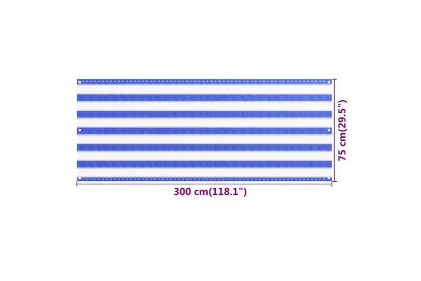 vidaXL 310884 Balcony Screen Blue And White 75x300cm Hdpe vidaXL 310884 Balcony Screen Blue And White 75x300cm Hdpe