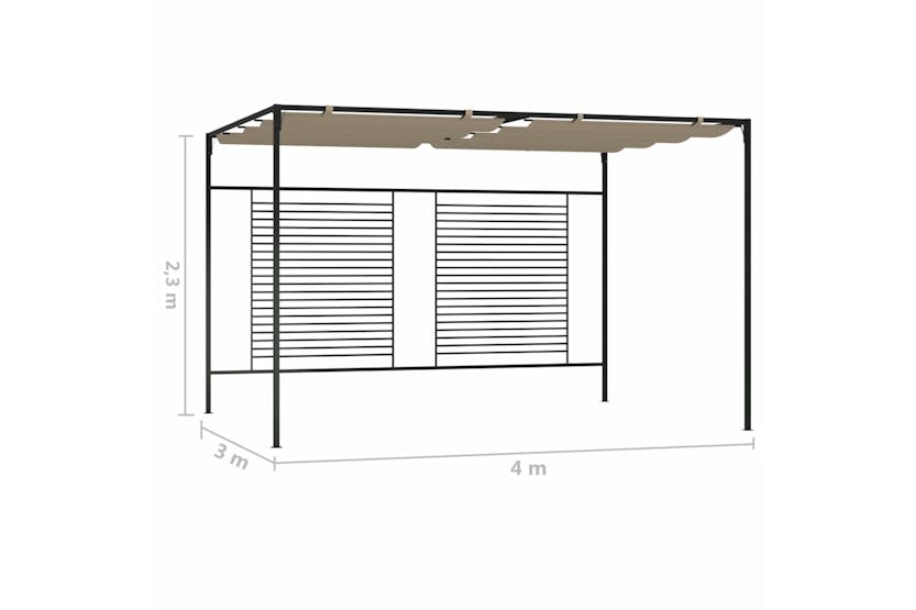 vidaXL 313624 Gazebo With Retractable Roof 3x4x2.3 M Taupe 180 G/m² vidaXL 313624 Gazebo With Retractable Roof 3x4x2.3 M Taupe 180 G/m²
