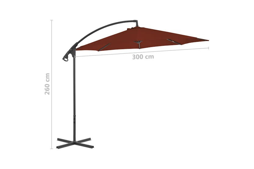 vidaXL 312507 Cantilever Umbrella With Steel Pole 300cm Terracotta vidaXL 312507 Cantilever Umbrella With Steel Pole 300cm Terracotta