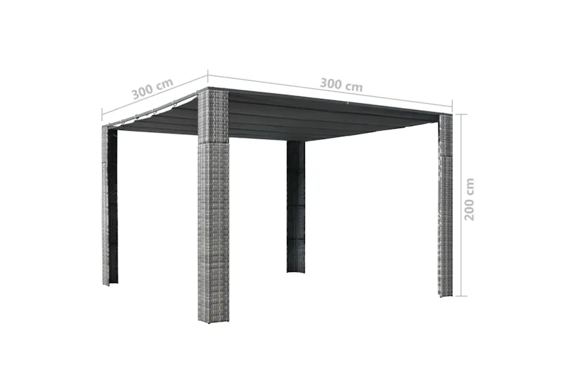 vidaXL 44818 Gazebo With Roof Poly Rattan 300x300x200cm Grey And Anthracite vidaXL 44818 Gazebo With Roof Poly Rattan 300x300x200cm Grey And Anthracite