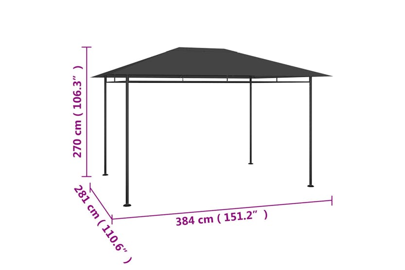 vidaXL 313923 Gazebo 384x281x270cm Anthracite 180 G/m² vidaXL 313923 Gazebo 384x281x270cm Anthracite 180 G/m²