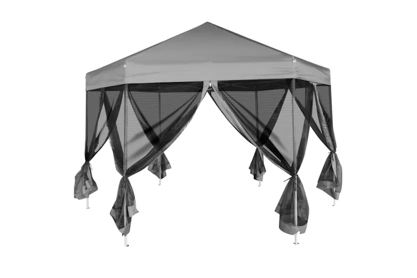 vidaXL 42111 Hexagonal Pop-up Marquee With 6 Sidewalls Grey 3.6x3.1 M vidaXL 42111 Hexagonal Pop-up Marquee With 6 Sidewalls Grey 3.6x3.1 M
