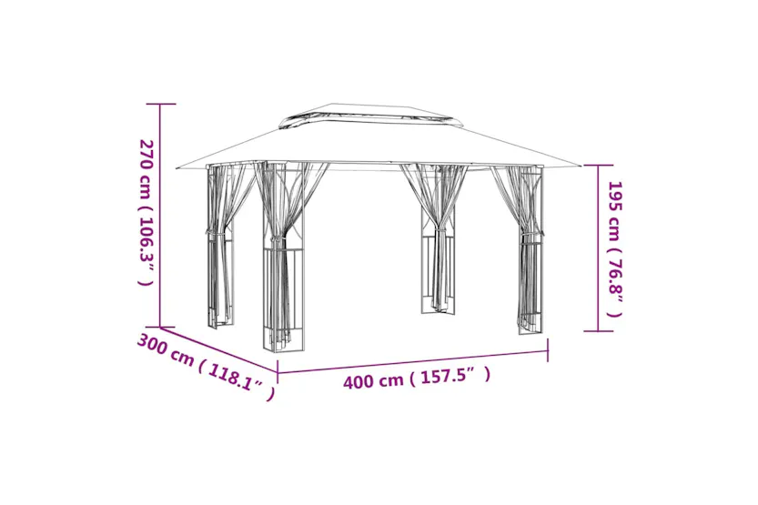 vidaXL 360144 Gazebo With Sidewalls Anthracite 400x300x270cm Steel vidaXL 360144 Gazebo With Sidewalls Anthracite 400x300x270cm Steel