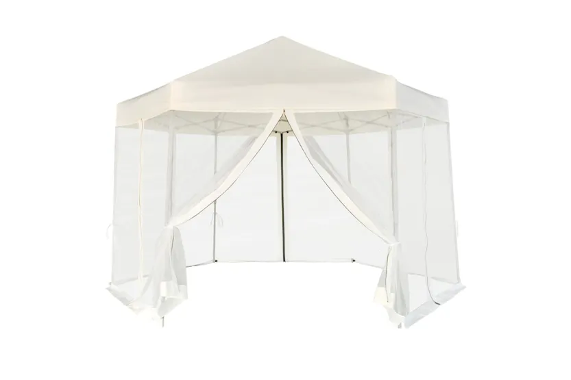 vidaXL 42109 Hexagonal Pop-up Marquee With 6 Sidewalls Cream White 3.6x3.1 M vidaXL 42109 Hexagonal Pop-up Marquee With 6 Sidewalls Cream White 3.6x3.1 M