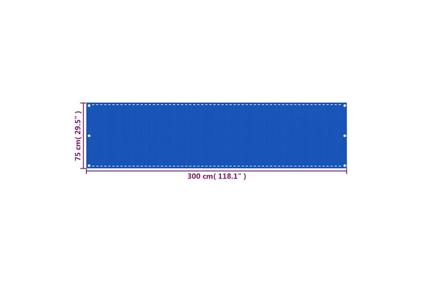 vidaXL 310980 Balcony Screen Blue 75x300cm Hdpe vidaXL 310980 Balcony Screen Blue 75x300cm Hdpe