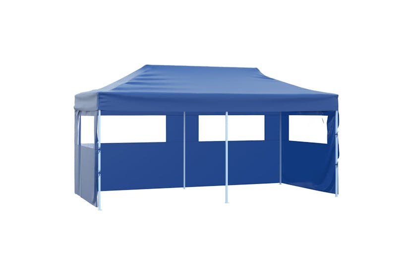 vidaXL Professional Folding Party Tent With 4 Sidewalls 3x6 M Steel Blue vidaXL Professional Folding Party Tent With 4 Sidewalls 3x6 M Steel Blue