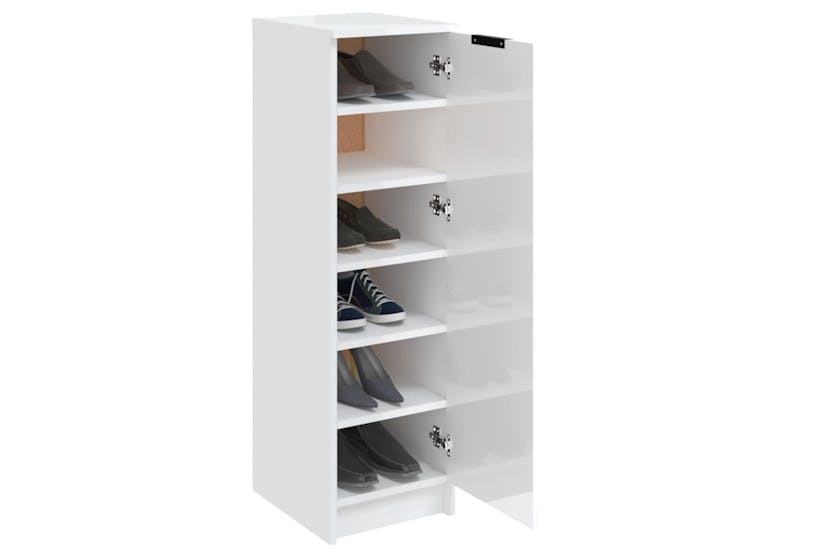 vidaXL 811436 Shoe Cabinet High Gloss White 30x35x100cm Engineered Wood vidaXL 811436 Shoe Cabinet High Gloss White 30x35x100cm Engineered Wood