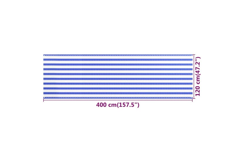 vidaXL 310893 Balcony Screen Blue And White 120x400cm Hdpe vidaXL 310893 Balcony Screen Blue And White 120x400cm Hdpe