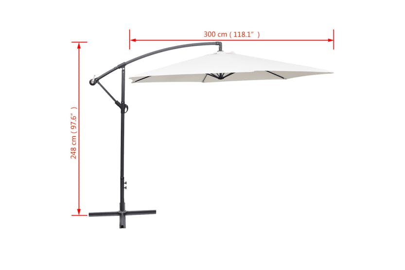 vidaXL 42202 Cantilever Umbrella 3 M Sand White vidaXL 42202 Cantilever Umbrella 3 M Sand White