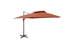 vidaXL 312382 Cantilever Umbrella With Double Top 300x300cm Terracotta vidaXL 312382 Cantilever Umbrella With Double Top 300x300cm Terracotta