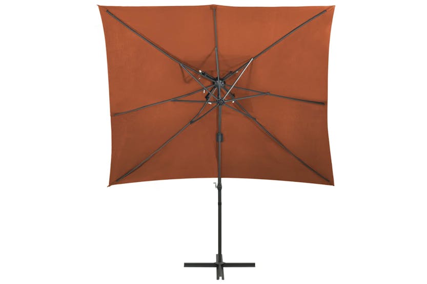 vidaXL 312367 Cantilever Umbrella With Double Top Terracotta 250x250cm vidaXL 312367 Cantilever Umbrella With Double Top Terracotta 250x250cm