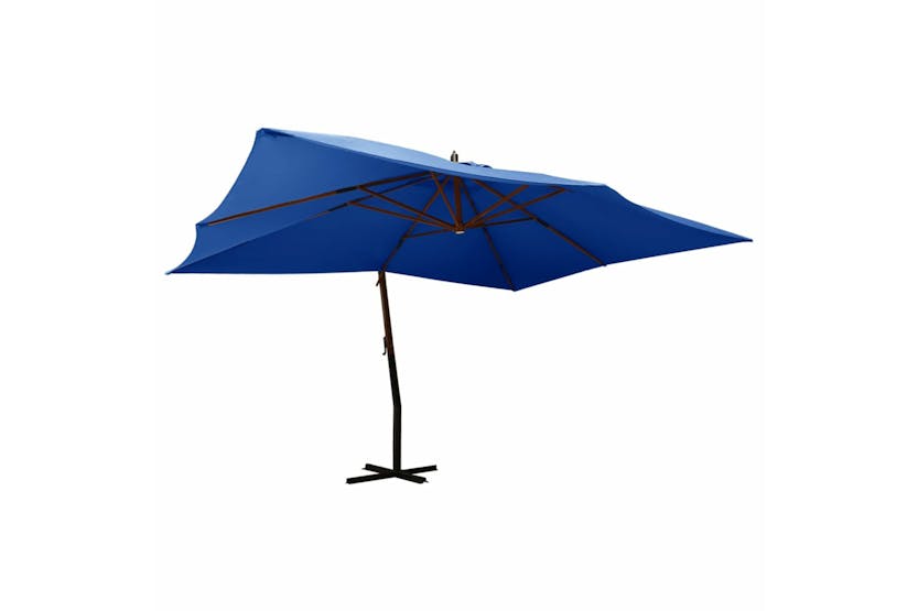 vidaXL 318435 Cantilever Umbrella With Wooden Pole 400x300cm Azure Blue vidaXL 318435 Cantilever Umbrella With Wooden Pole 400x300cm Azure Blue