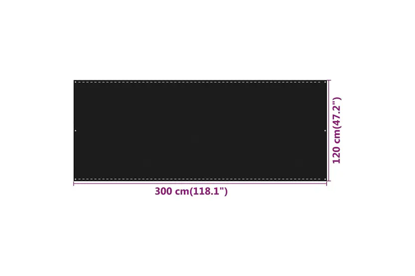 vidaXL 311036 Balcony Screen Black 120x300cm Hdpe vidaXL 311036 Balcony Screen Black 120x300cm Hdpe
