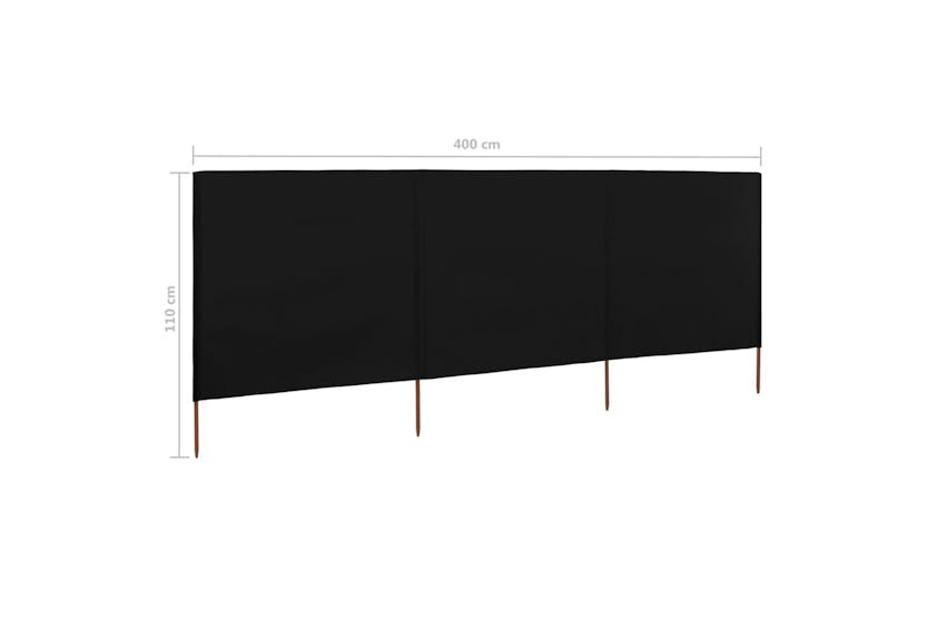 vidaXL 47144 3-panel Wind Screen Fabric 400x80cm Black vidaXL 47144 3-panel Wind Screen Fabric 400x80cm Black