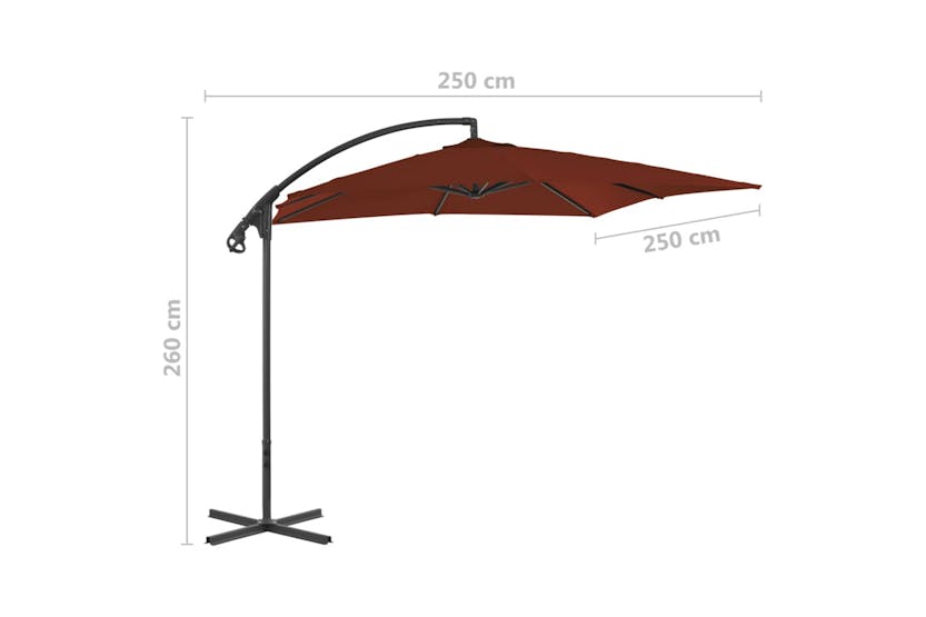 vidaXL 312511 Cantilever Umbrella With Steel Pole 250x250cm Terracotta vidaXL 312511 Cantilever Umbrella With Steel Pole 250x250cm Terracotta