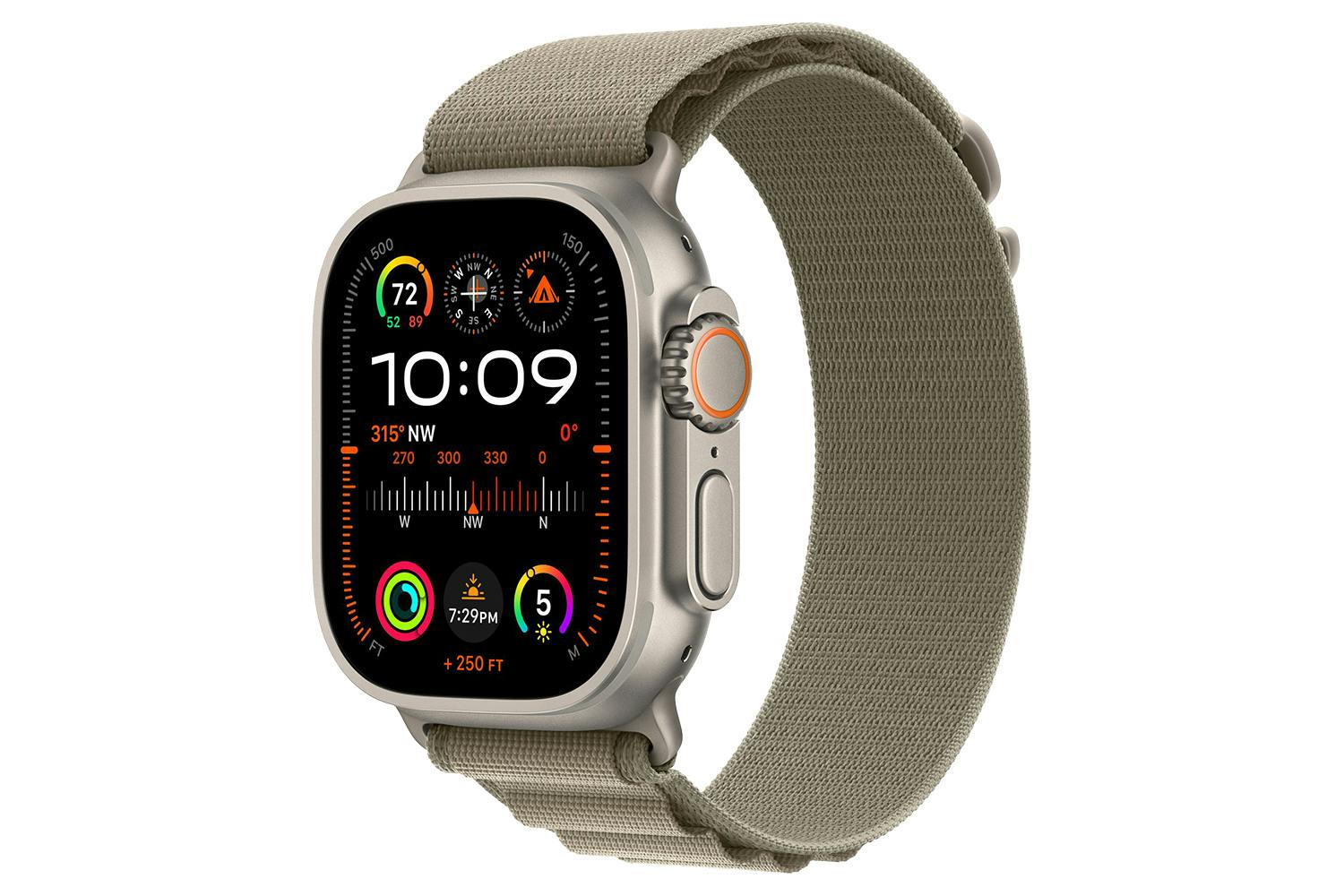Apple Watch Ultra 2 | 49mm | Titanium Olive Alpine Loop | Medium