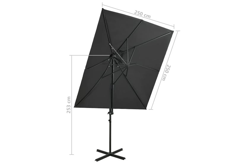 vidaXL 312362 Cantilever Umbrella With Double Top Anthracite 250x250cm vidaXL 312362 Cantilever Umbrella With Double Top Anthracite 250x250cm