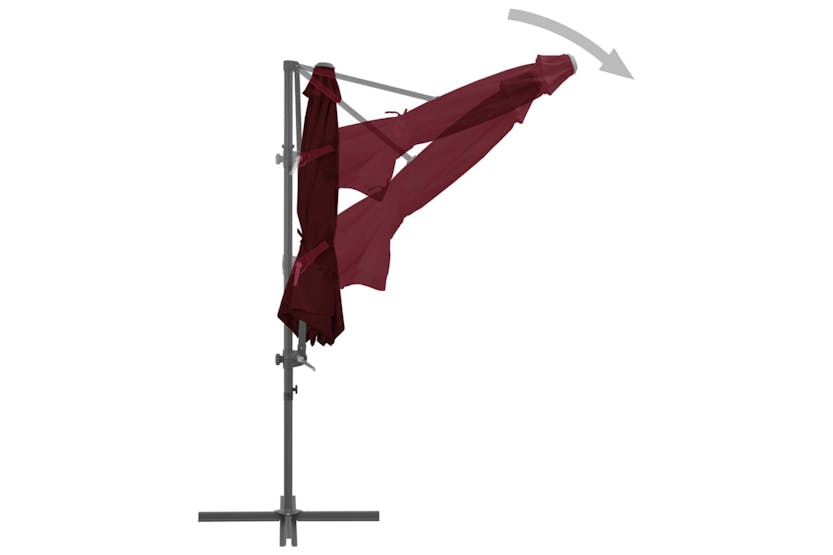 vidaXL 312312 Cantilever Umbrella With Steel Pole Bordeaux Red 300cm vidaXL 312312 Cantilever Umbrella With Steel Pole Bordeaux Red 300cm