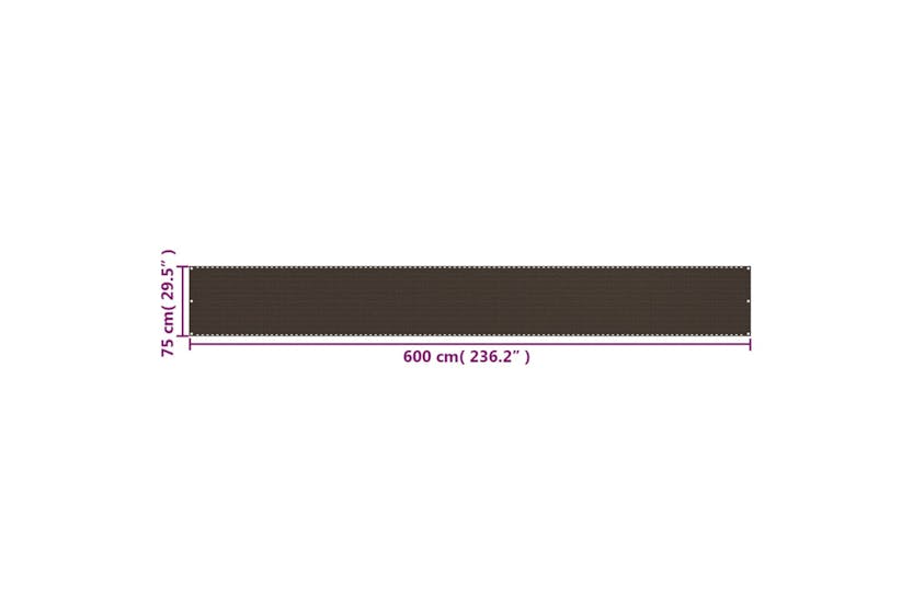 vidaXL 311043 Balcony Screen Brown 75x600cm Hdpe vidaXL 311043 Balcony Screen Brown 75x600cm Hdpe