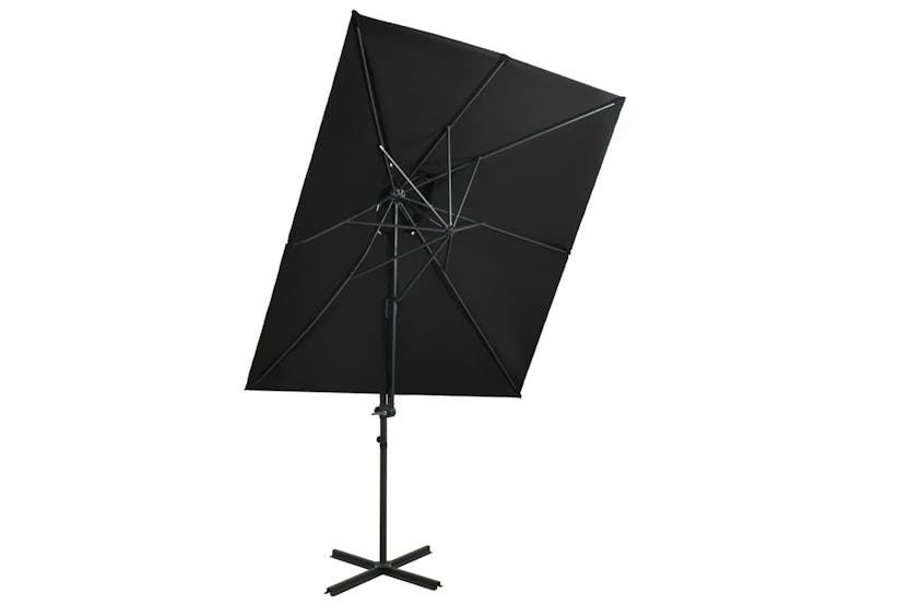 vidaXL 312364 Cantilever Umbrella With Double Top Black 250x250cm vidaXL 312364 Cantilever Umbrella With Double Top Black 250x250cm