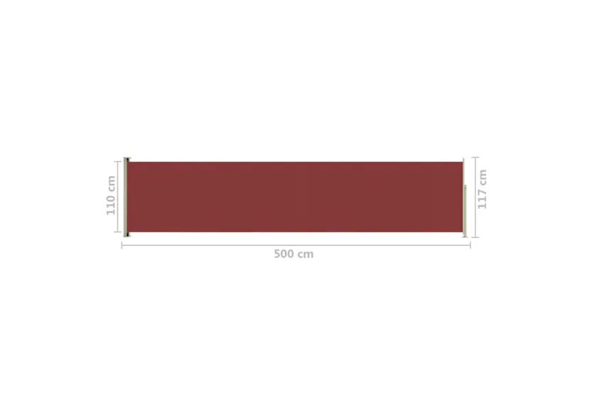 vidaXL 317913 Patio Retractable Side Awning 117x500cm Red vidaXL 317913 Patio Retractable Side Awning 117x500cm Red
