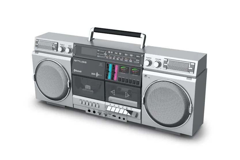 Muse Ghetto Blaster Cd Player | 80w Cassette Recorder | Silver Muse Ghetto Blaster Cd Player | 80w Cassette Recorder | Silver