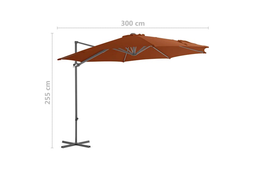 vidaXL 312313 Cantilever Umbrella With Steel Pole Terracotta 300cm vidaXL 312313 Cantilever Umbrella With Steel Pole Terracotta 300cm