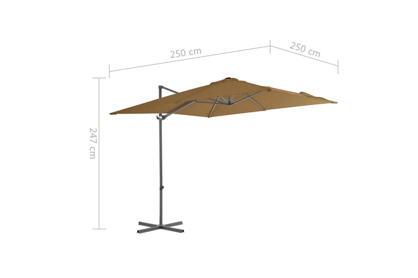 vidaXL 44627 Cantilever Umbrella With Steel Pole Taupe 250x250cm vidaXL 44627 Cantilever Umbrella With Steel Pole Taupe 250x250cm