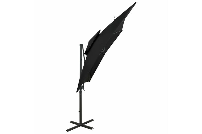 vidaXL 312356 Cantilever Umbrella With Double Top 250x250cm Black vidaXL 312356 Cantilever Umbrella With Double Top 250x250cm Black