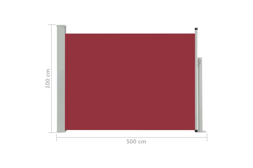 vidaXL 48385 Patio Retractable Side Awning 100x500cm Red vidaXL 48385 Patio Retractable Side Awning 100x500cm Red