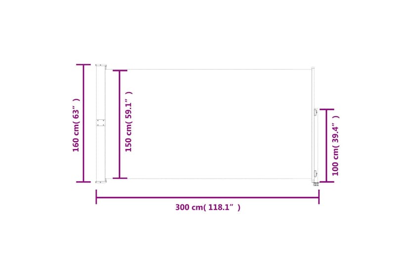 vidaXL 317838 Patio Retractable Side Awning 160x300cm Black vidaXL 317838 Patio Retractable Side Awning 160x300cm Black