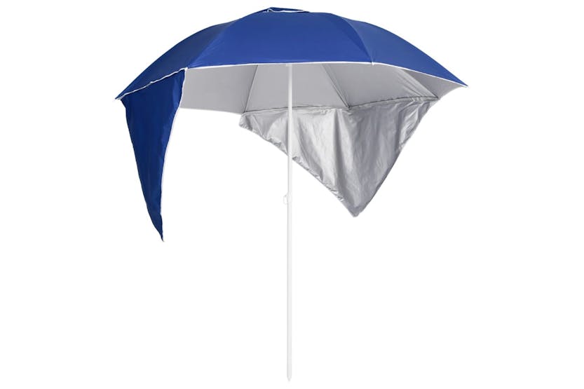 vidaXL 318837 Beach Umbrella With Side Walls Blue 215cm vidaXL 318837 Beach Umbrella With Side Walls Blue 215cm