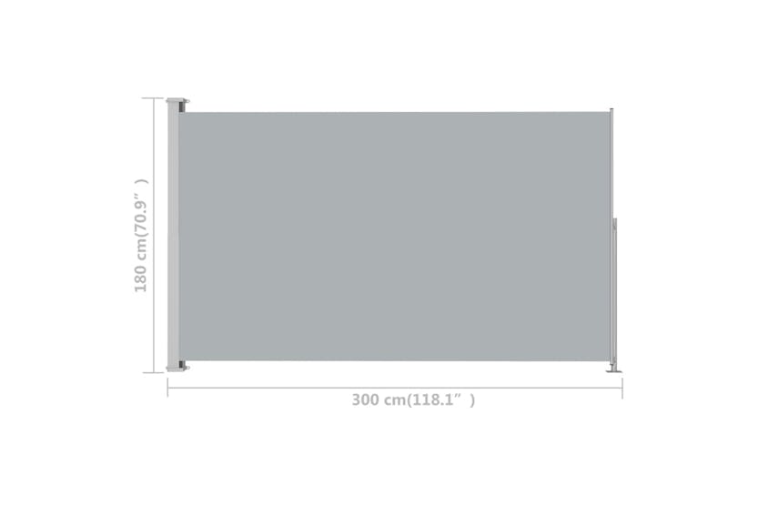 vidaXL 313401 Patio Retractable Side Awning 180x300cm Grey vidaXL 313401 Patio Retractable Side Awning 180x300cm Grey