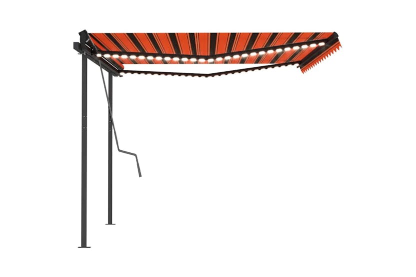 vidaXL 3070145 Manual Retractable Awning With Led 4x3 M Orange And Brown vidaXL 3070145 Manual Retractable Awning With Led 4x3 M Orange And Brown